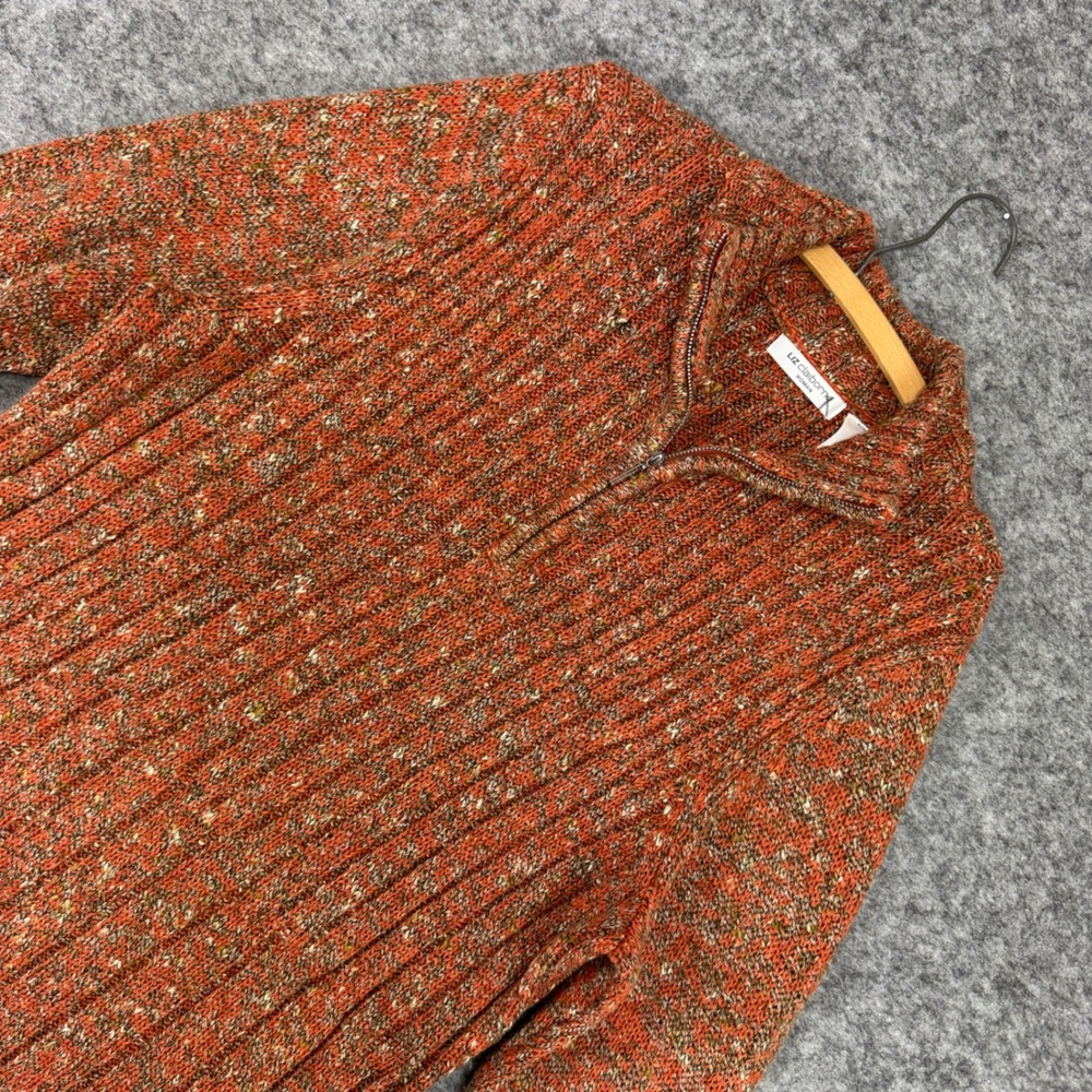 Liz Claiborne Woman 3X Sweater Orange Marled Ribbed Knit Quarter‎ Zip Pullover